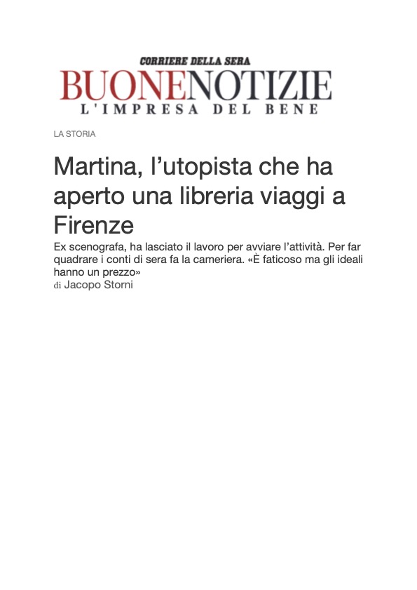 Corriere della Sera
Martina, l’utopista che ha aperto una libreria viaggi a Firenze
